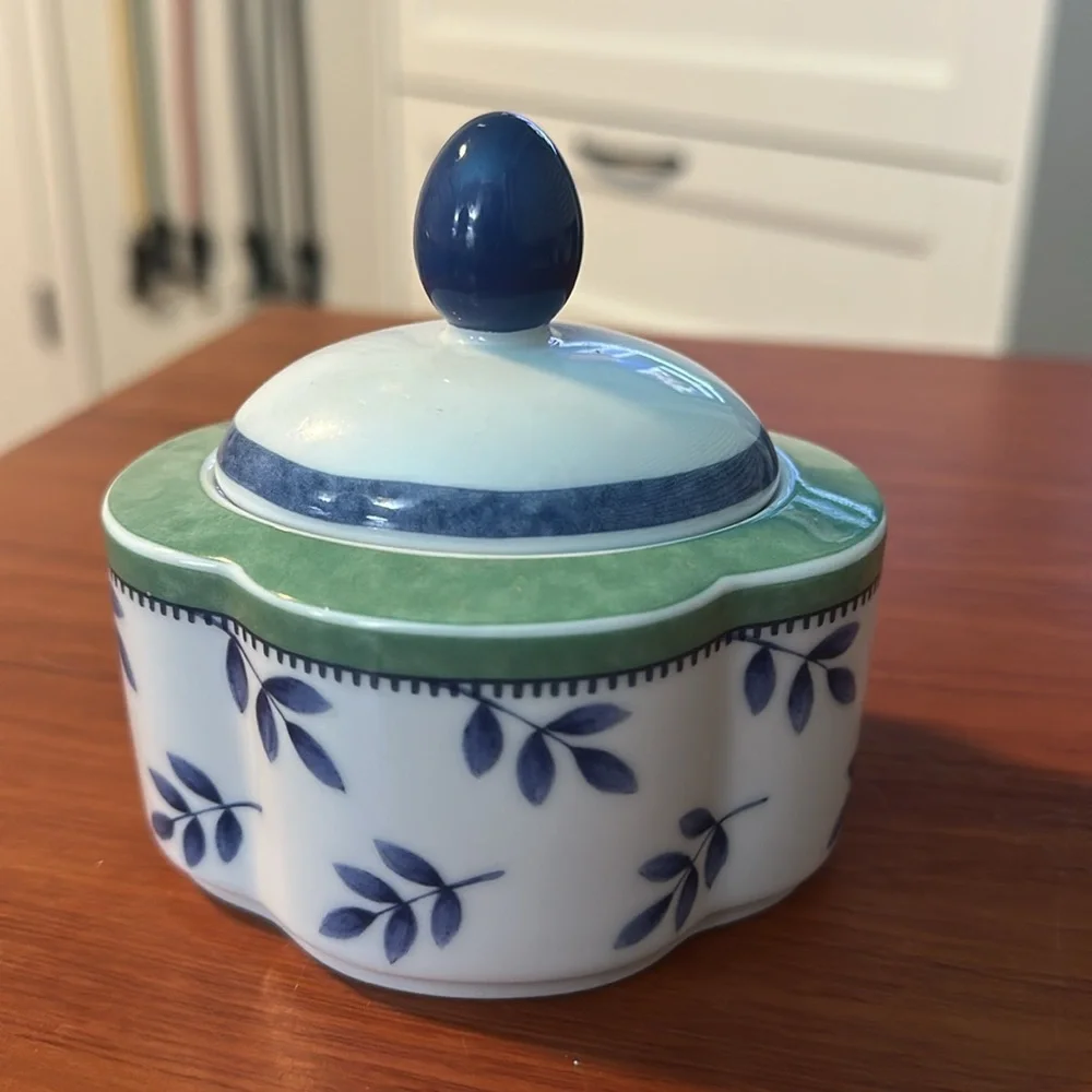 🧡 Blue Leaf and Green Creamer and Sugar Set by Villeroy & Boch Germany 🧡 - Picture 5 of 10